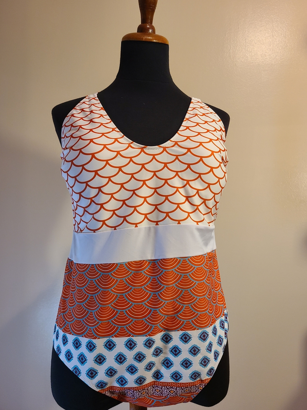 Cupshe Orange and White Patterned One Piece Swimsuit